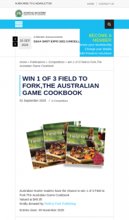 ssaa – Win 1 of 3 Field to Forkthe Australian Game Cookbook (prize valued at $49.95)