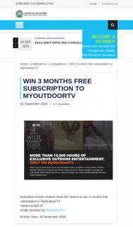 ssaa – Win Three Months Free Subscription to Myoutdoortv (prize valued at $26.97)