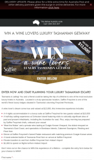 Wine Selectors – Win a Wine Lovers Luxury Tasmanian Getaway (prize valued at $13,000)