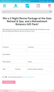 TVSN – Win a 2 Night Revive Package at Gaia Retreat & Spa and a Retreatment Botanics Gift Pack