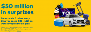 Optus Prepaid – Win More 2023 – Win 1 of 2 major prizes of a Suzuki Car OR other thousands prizes