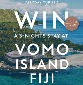 Airyday Skinscreens – Win a travel prize package for 2 to Vomo island, Fiji