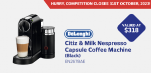 Retravision – Win a DeLonghi City & Milk Nespresso Capsule Coffee Machine valued over $300