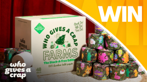 Channel 7 – Sunrise – Win 1 of 16 Units (48 rolls) of Who Gives A Crap Stack-A-Tree Limited Edition 100% Bamboo Toilet Paper