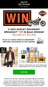 Chemist Warehouse – Win a major prize of a Harley Davidson Breakout 117 valued at $40,000 OR 1 of 10 minor prizes