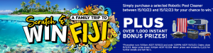 Fluidra Group – Win a major prize of a family trip of 4 to Fiji OR 1 of 9 minor prizes