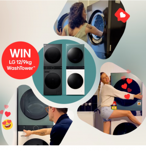 LG – Win 1 of 10 LG 12/9kg WashTowers valued at $3,999 each