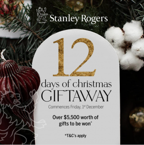 Stanley Rogers – 12 Days of Christmas – Win a major prize OR 1 of 12 minor prizes