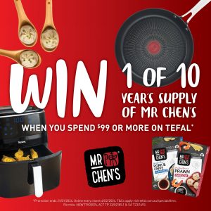 Tefal – Win 1 of 10 prizes of a Year’s supply of Mr Chen’s products