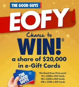 The Goods Guys – Win 1 of 130 The Good Guys eGift-cards