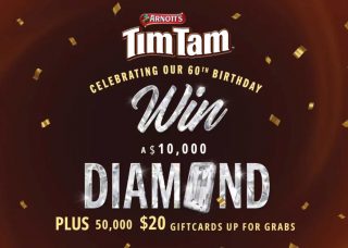 Arnott’s – Tim Tam – Win 1 of 9 major prizes of a $10,000 Diamond each OR 1 of many other minor prizes
