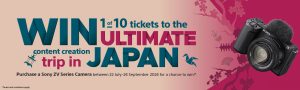 Sony Australia – Sony ZV Series – Win 1 of 10 Content Creator trip packages to Tokyo, Japan valued at $5,000 each